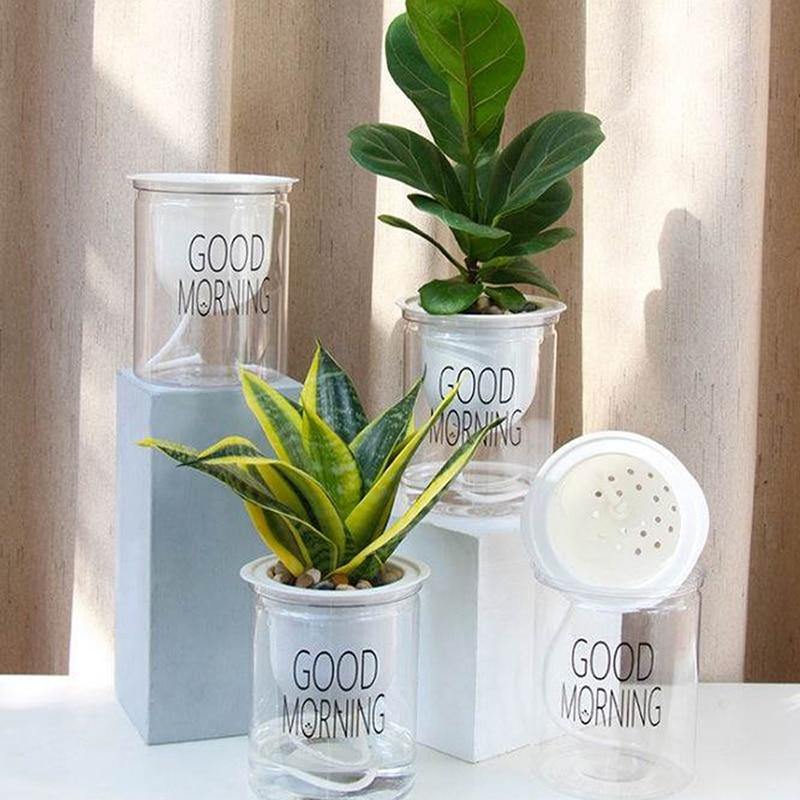 2-Layer Plant Pot Self-watering Pots with Water Container Round Decorative Flower Pot and planter for Garden and Home Decoration