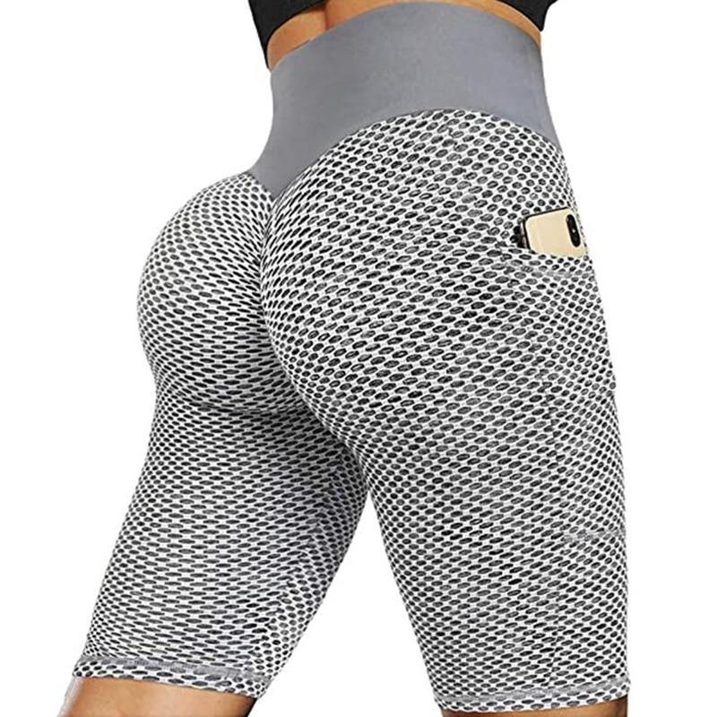 Sexy Women's Sports High Waist Shorts Pockets Leggings Push Up Gym Jogging Running Shorts